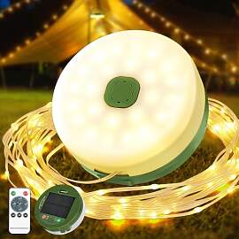 Camping Lichterkette Aufrollbar Solar, 10M 3000mAh 