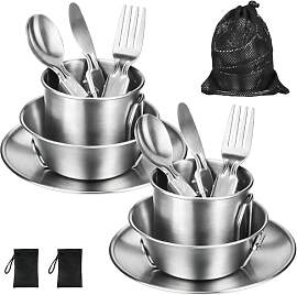 Campingbesteck Set - Camping Geschirr Set mit