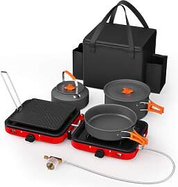 Campingkocher mit Grillplatte & Tragetasche,