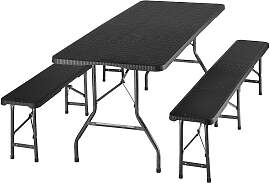 Campingtischgarnitur Vani klappbar in Rattanoptik