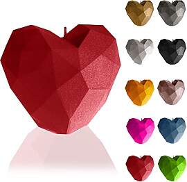 Candellana Kerze Herz Low Poly | Höhe: 8 cm | Rot 