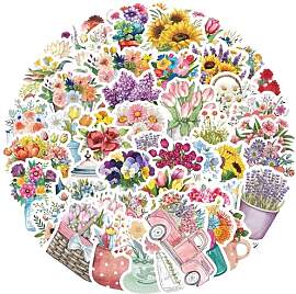 Canollo 50 Stück Blumen Sticker Set, Farbenfroh