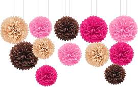Capesaro Rosa und Braun 12PCS Papier Pom Poms