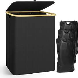 capocica Wäschekorb 160L mit 3 Fächern und