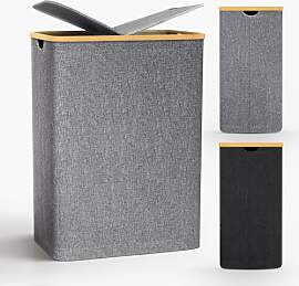 Capocica Wäschekorb mit Deckel 2 Fächer, 140L