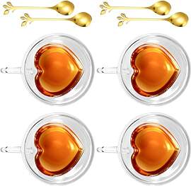 Cappuccino Tassen 240ml, 4er Set Doppelwandige