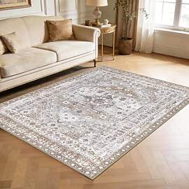 Capslpad Braun Vintage Teppich Wohnzimmer