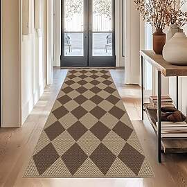 Capslpad Teppich Läufer Flur 80x200cm, Raute Jute 