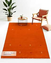 carpetfine Wollteppich Gabbeh Uni Orange 240x340