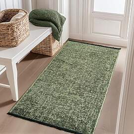 Carpetsale24, Baumwolle Teppich Läufer Grün