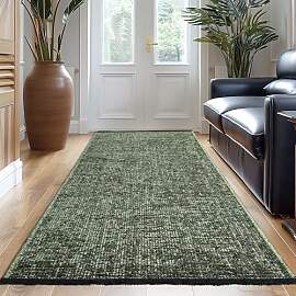 Carpetsale24, Baumwolle Teppich Läufer Grün
