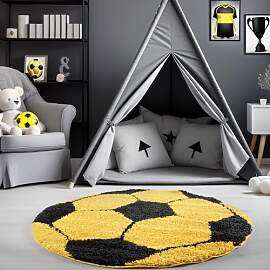 Carpetsale24 Kinderteppich Rund 120 cm Schwarz