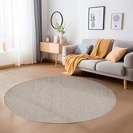 Carpetsale24 Runder Teppich 120 cm Braun,