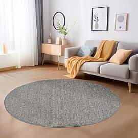 Carpetsale24 Runder Teppich 120 cm Grau, Einfarbig 