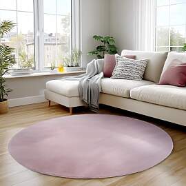 Carpettex Runder Teppich Rosa 200 cm- Kurzflor
