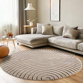 Carpettex Wohnzimmer Teppich Rund 80 cm Beige