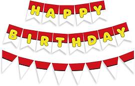 Cartoon Rot-Weiß Geburtstag Banner, Happy