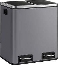 casa pura Mülleimer Küche 2×15L Grau | 2-Fach