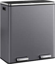 casa pura Mülleimer Küche 2×30L Grau | 2-Fach