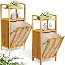 CASARIA® 2er Set Badregal mit Wäschekorb 80 L