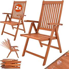 Casaria® 2er Set Gartenstuhl Balkonstuhl Holz