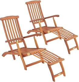 Casaria® 2X Sonnenliege Klappbar Holz Gartenliege 