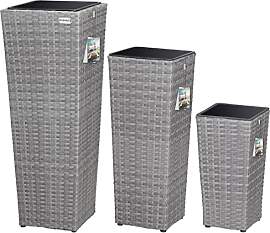 Casaria Blumentopf 3er Set Polyrattangeflecht