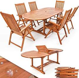 Casaria® Gartenmöbel Set Holz 6 Stühle mit