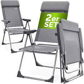 Casaria® Gartenstühle 2er Set Klappbar 6-Fach