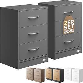 Casaria® Nachttisch 2er Set 54x39x28cm Holz 3