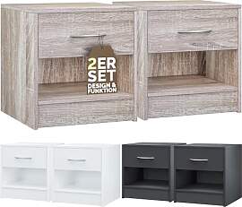 Casaria® Nachttisch 2er Set mit Schublade &