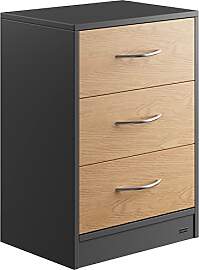 Casaria® Nachttisch Holz Grau 3 Schubladen