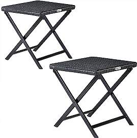 Casaria® Polyrattan 2er Set Klapphocker 75kg