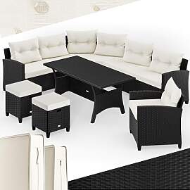 Casaria® Polyrattan Ecklounge Set WPC Esstisch