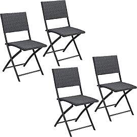 Casaria® Polyrattan Klappstuhl 4er Set 120kg