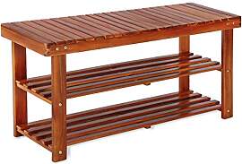 Casaria® Schuhregal mit Sitzfläche Holz Massiv