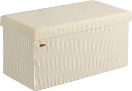 Casaria® Sitzbank mit Stauraum Beige Cord Faltbar 