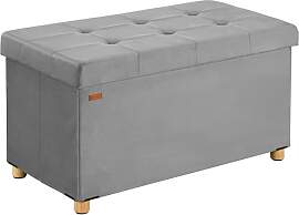 Casaria® Sitzbank mit Stauraum Grau Samt mit