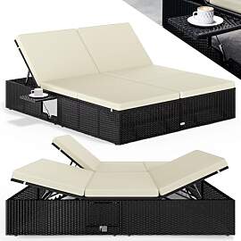 Casaria® Sonnenliege 2 Personen mit Klapptisch