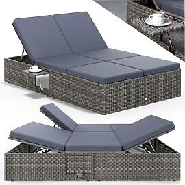 Casaria® Sonnenliege 2 Personen mit Klapptisch