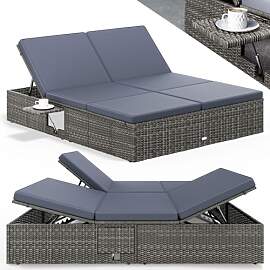 Casaria® Sonnenliege 2 Personen mit Klapptisch