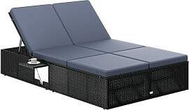 Casaria® Sonnenliege 2 Personen mit Klapptisch