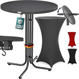 Casaria® Stehtisch mit Husse 80 cm Klappbar Rund