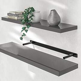 Casaria® Wandregal Holz Grau Regal mit Halterung