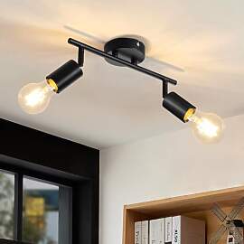 CBJKTX Deckenleuchte Schwarz Deckenlampe 2 Flammig 