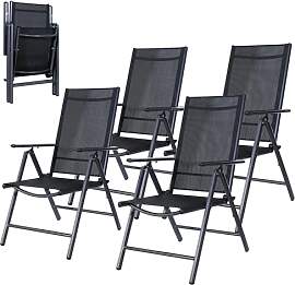 CCLIFE Gartenstühle Alu 4er Set,Gartenstuhl