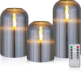 CCLIFE LED Kerzen 3er Set mit Fernbedienung Timer