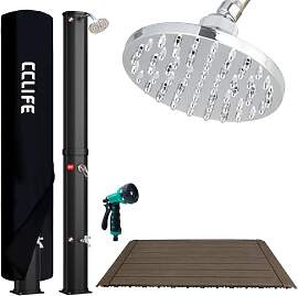 CCLIFE Solardusche 40L mit Bodenplatte und