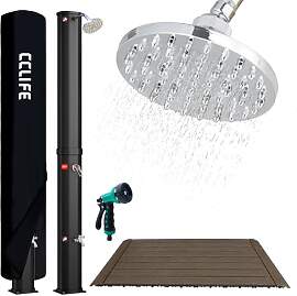 CCLIFE Solardusche 60L mit Bodenplatte und