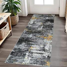 Cekene Abstrakter Teppich Läufer 80x200cm Schwarz 